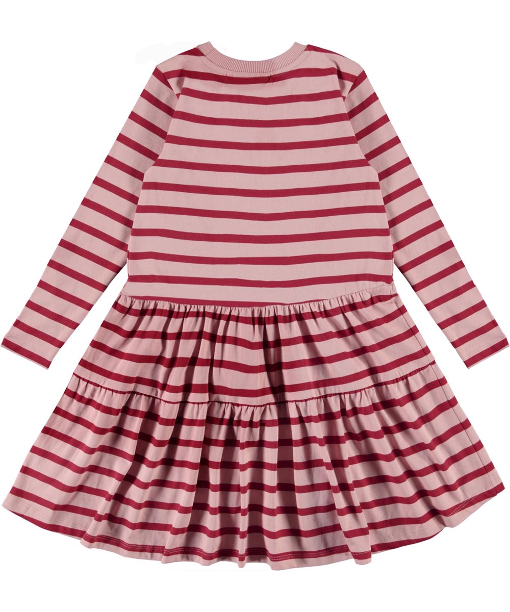 Chia - Rosequatz Breton - Roze en rode gestreepte biologische jurk