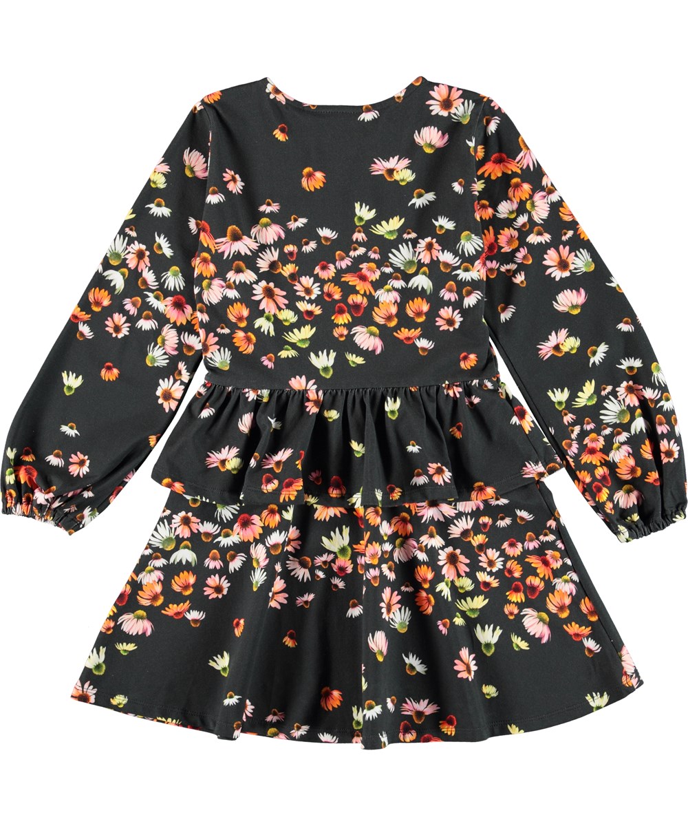 Christabelle - Echinacea - Zwarte biologische jurk met bloemenprint