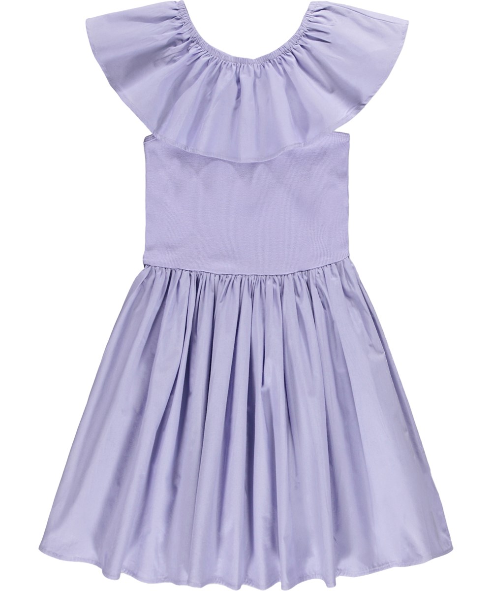 Christal - Cool Lilac - Paarse jurk voor kinderen gemaakt van biologisch katoen met een ruche