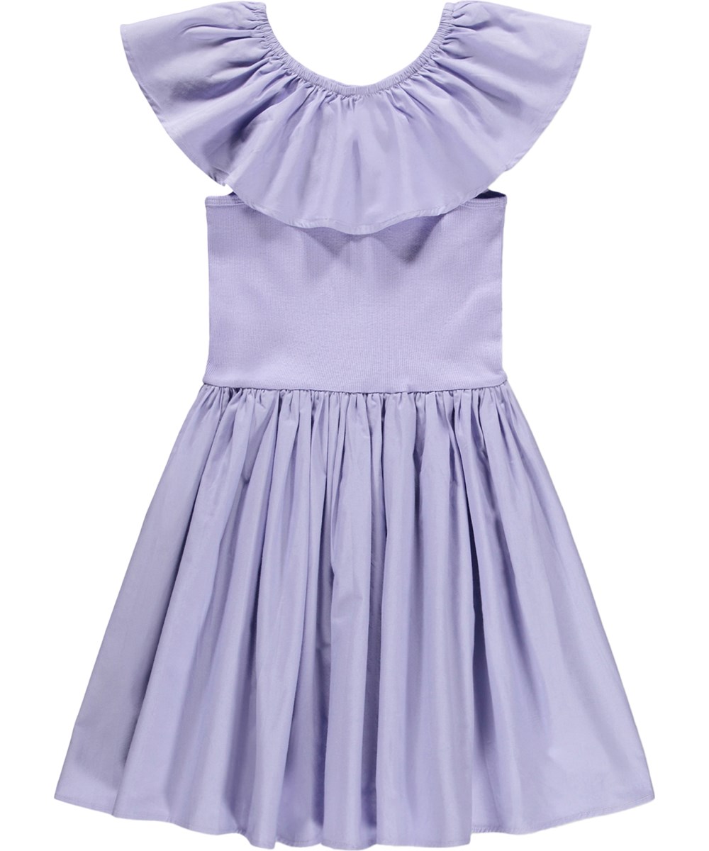 Christal - Cool Lilac - Paarse jurk voor kinderen gemaakt van biologisch katoen met een ruche
