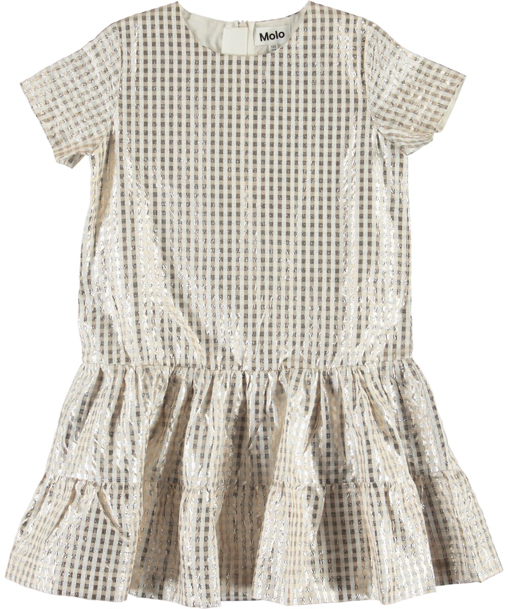 Cicely - Golden Check - Gouden geruite jurk