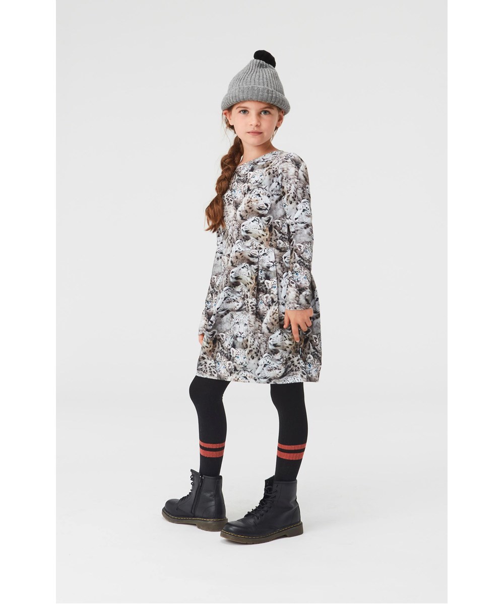 Cindarell - Winter Leopards - Biologische jurk met sneeuwluipaarden print