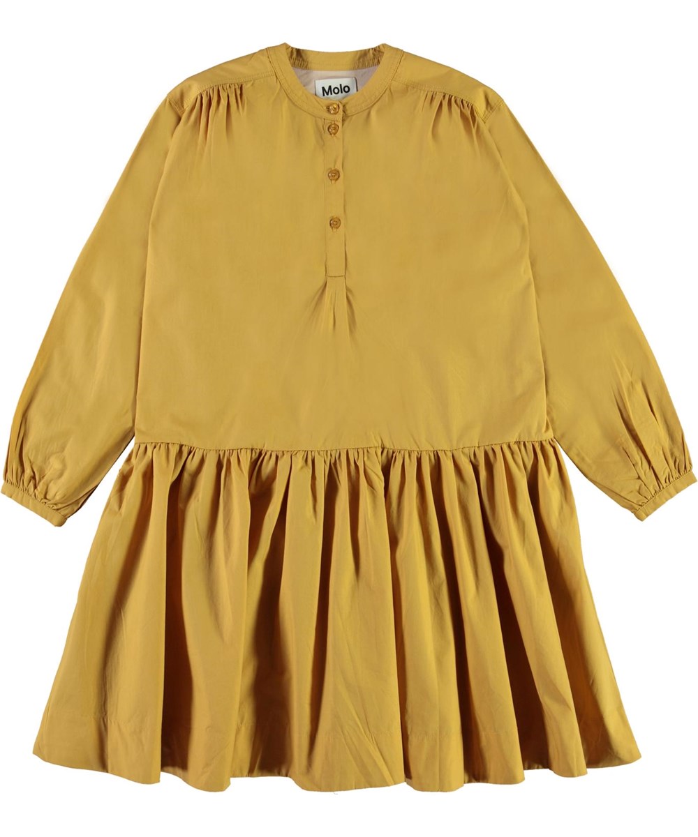 Cinzia - Honey - Gele biologische poplin jurk
