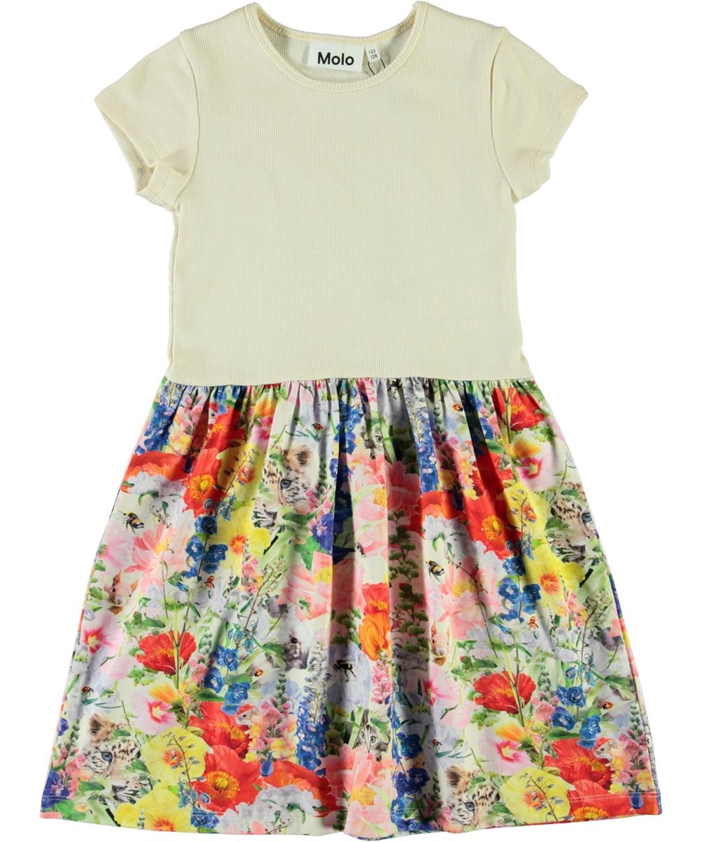 Cissa - Hide And Seek - Gele biologische jurk met bloemenrok