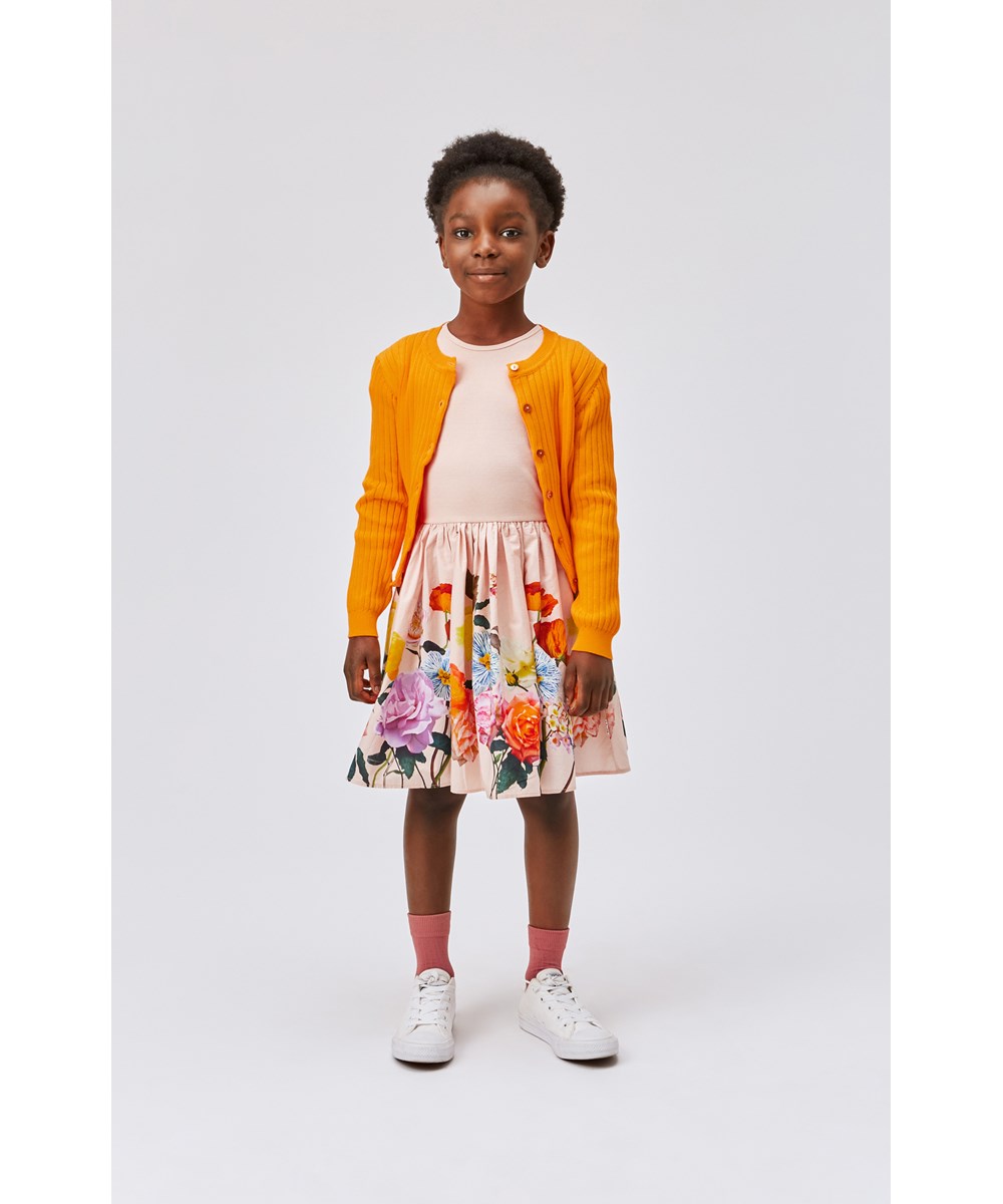 Cissa - Scent Of Roses - Oudroze gekleurde biologische jurk met poplin rok en bloemenprint