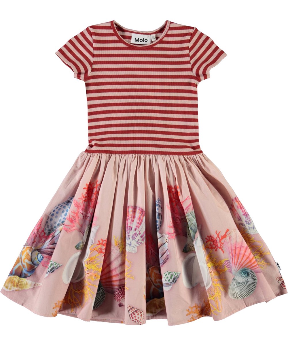 Cissa - Treasures - Roze en rode jurk met schelpen