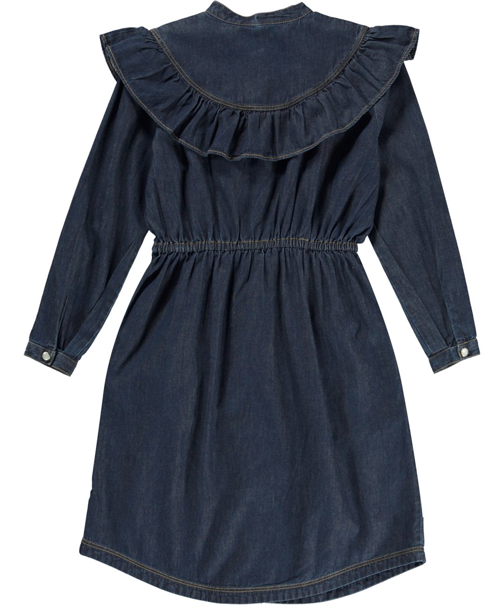 Clarissa - Warm Blue - Donkerblauwe spijkerjurk met knopen