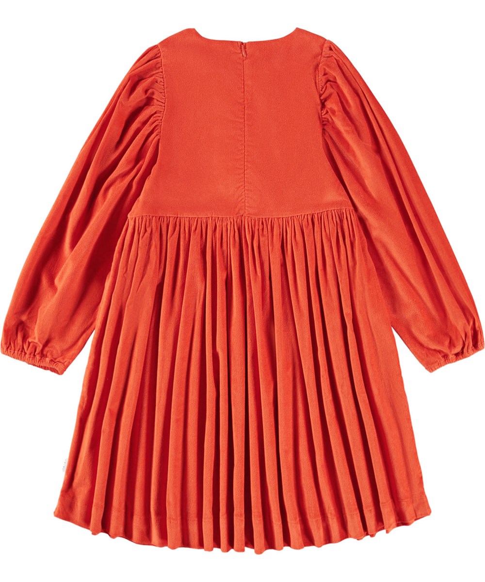 Cocos - Rising Sun - Elegante oranje kinderjurk van zacht fluweel.