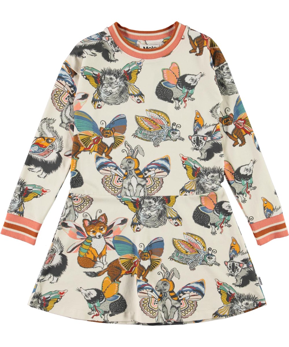 Conny - Hedgerow Buzz - Biologische jurk met dieren met vleugels