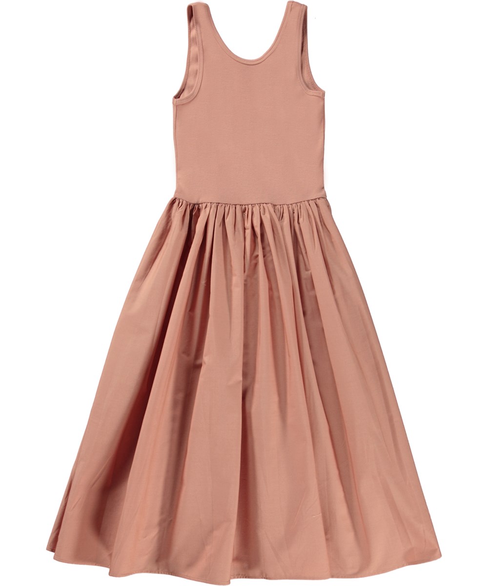 Corella - Muted Rose - Oudroze jurk met lange mouwen in biologisch katoen