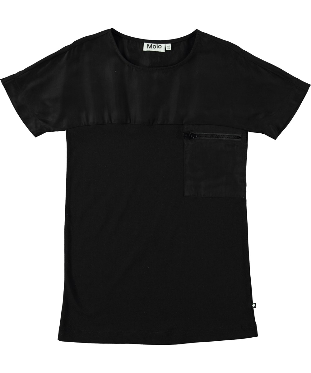 Corinne - Black - Zwarte jurk met korte mouwen