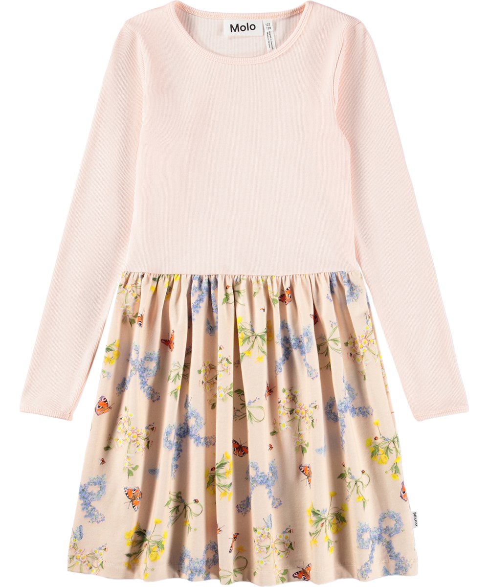 Credence - Flowerbows - Roze kinderjurk met een bloemenprint gemaakt van biologisch katoen 