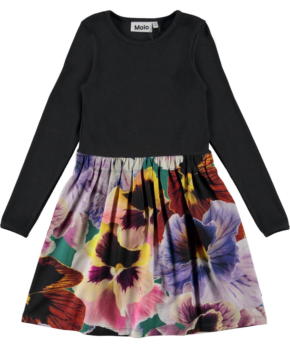 Credence - Velvet Floral - Zwarte biologische jurk met bloemenprint