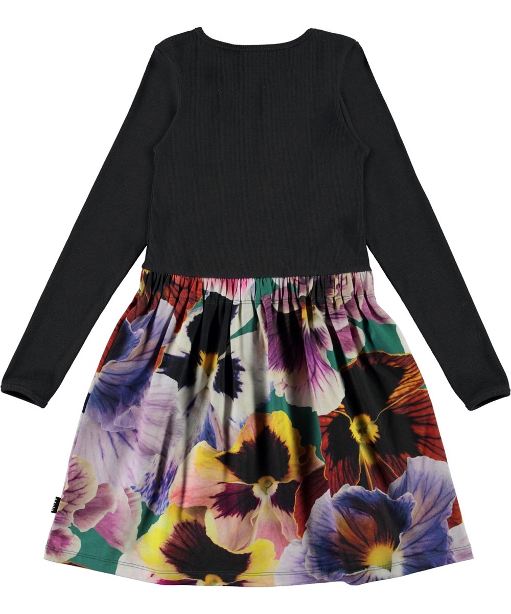 Credence - Velvet Floral - Zwarte biologische jurk met bloemenprint