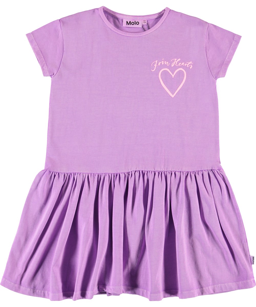 Cressida - Manga Purple - Paarse biologische jurk met een hart