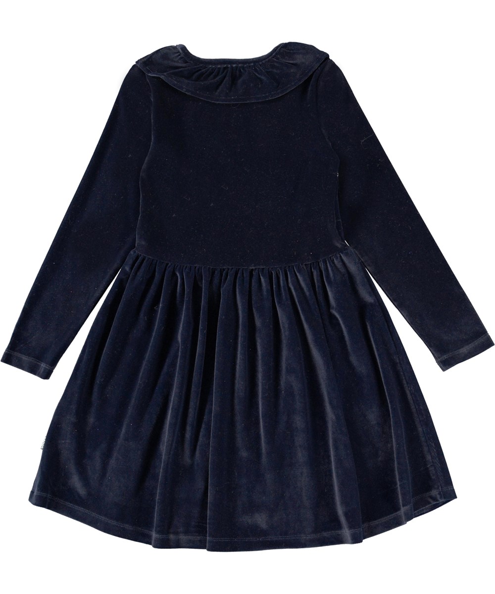 Cyanne - Warm Blue - Donkerblauwe fluwelen jurk