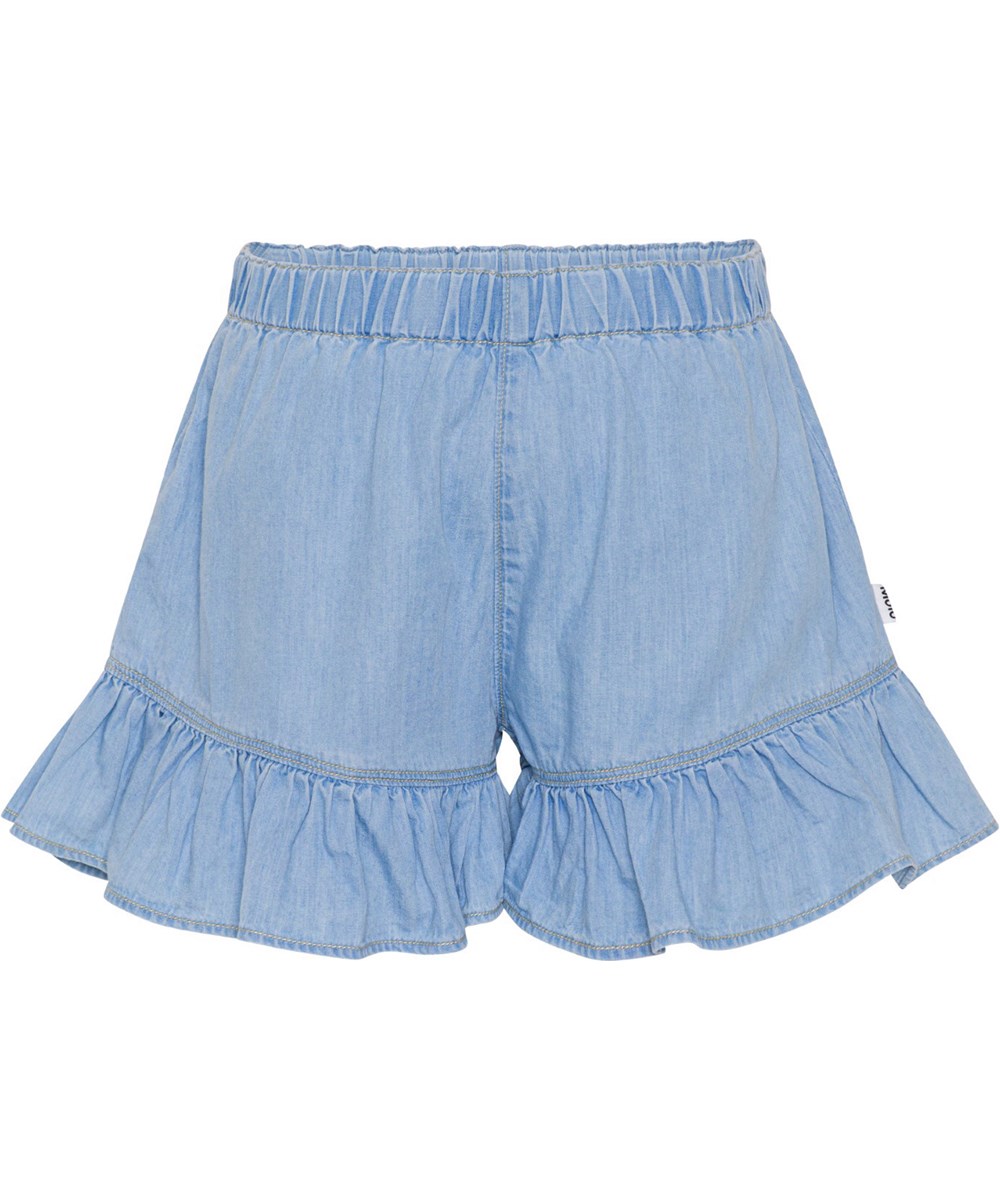 Abba - Summer Wash Indigo - Lichtgewicht lichtblauwe korte broek van biologische katoen