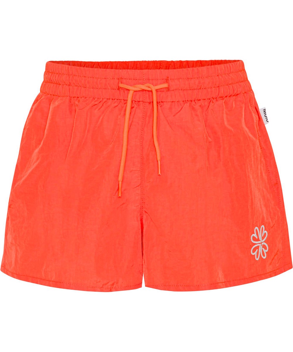 Addie - Red Clay - Sportieve rode nylon short met klavertjeslogo