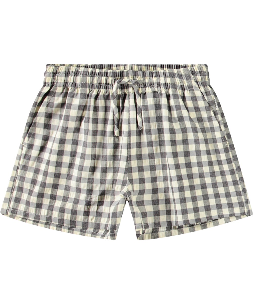 Addie - Sun Check - Geblokte kindershort in zwart en wit.