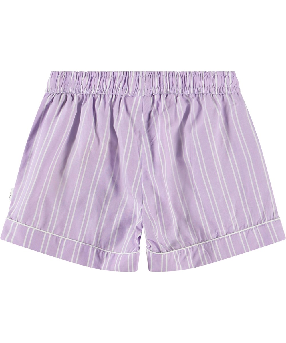 Aja - Purple Rail Stripe - Kindershort van biologisch katoen. Het is gestreept in lichtpaars en wit.