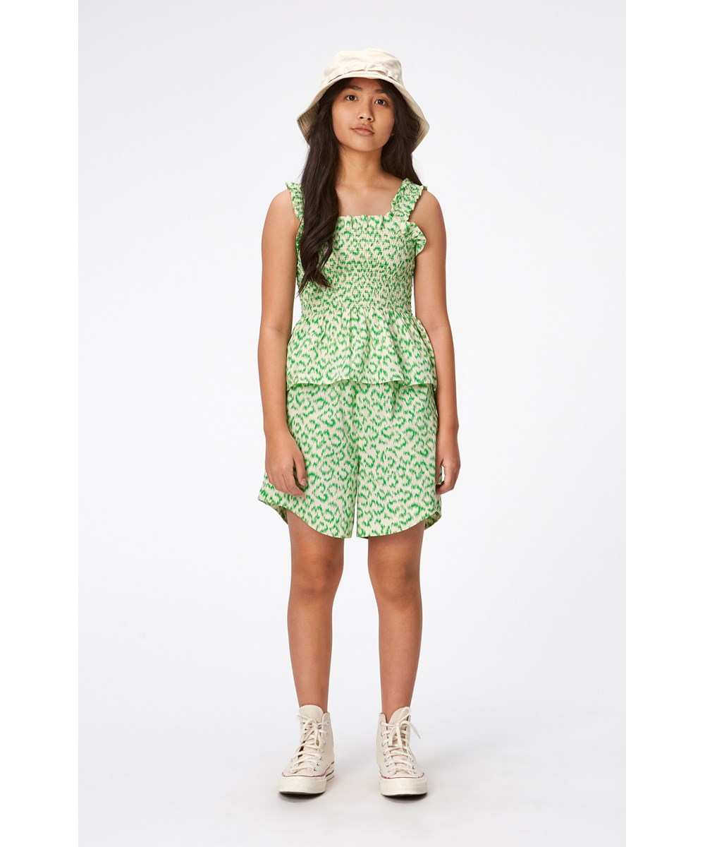 Alice - Green Leo - Groene luipaardshort van katoen