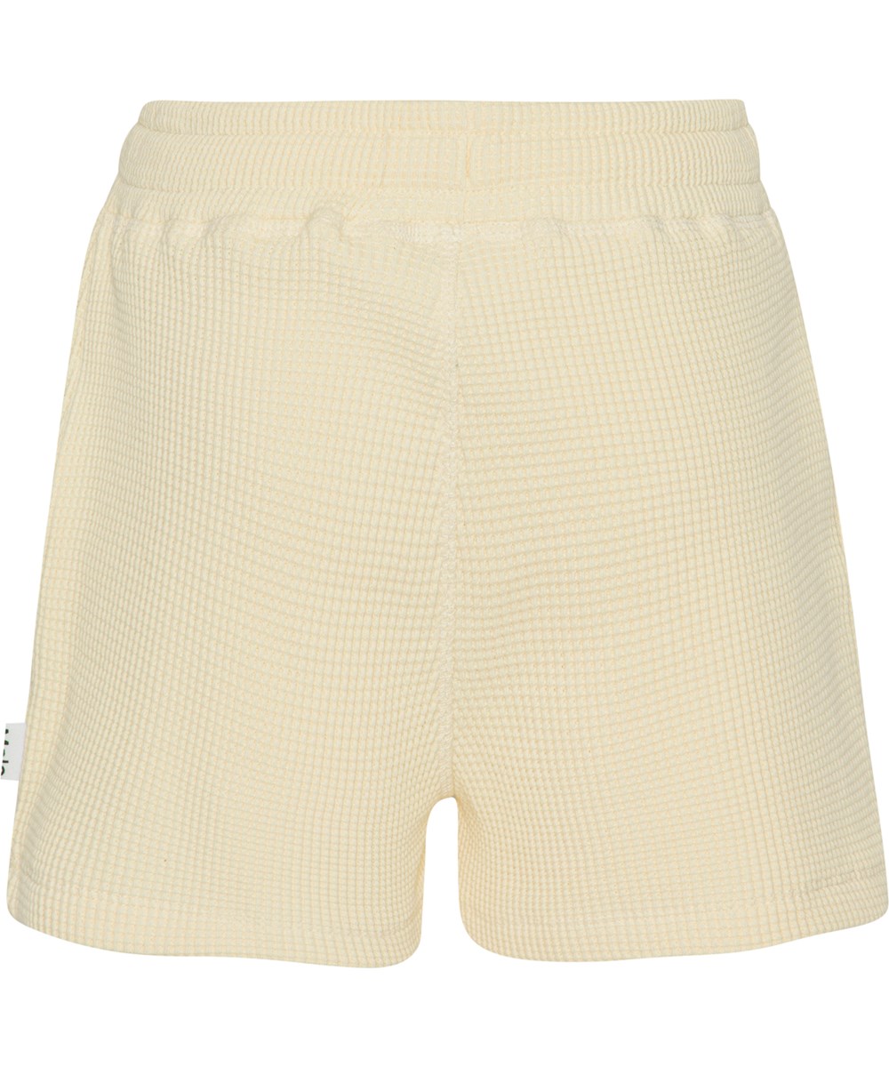Alida - Vanilla - Gele korte broek in wafelstof