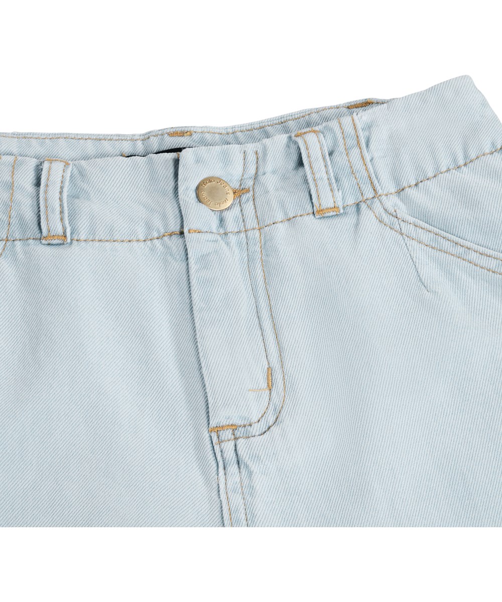 Alikami - Bleached Drapy - Blauwe wijde korte spijkerbroek voor kinderen