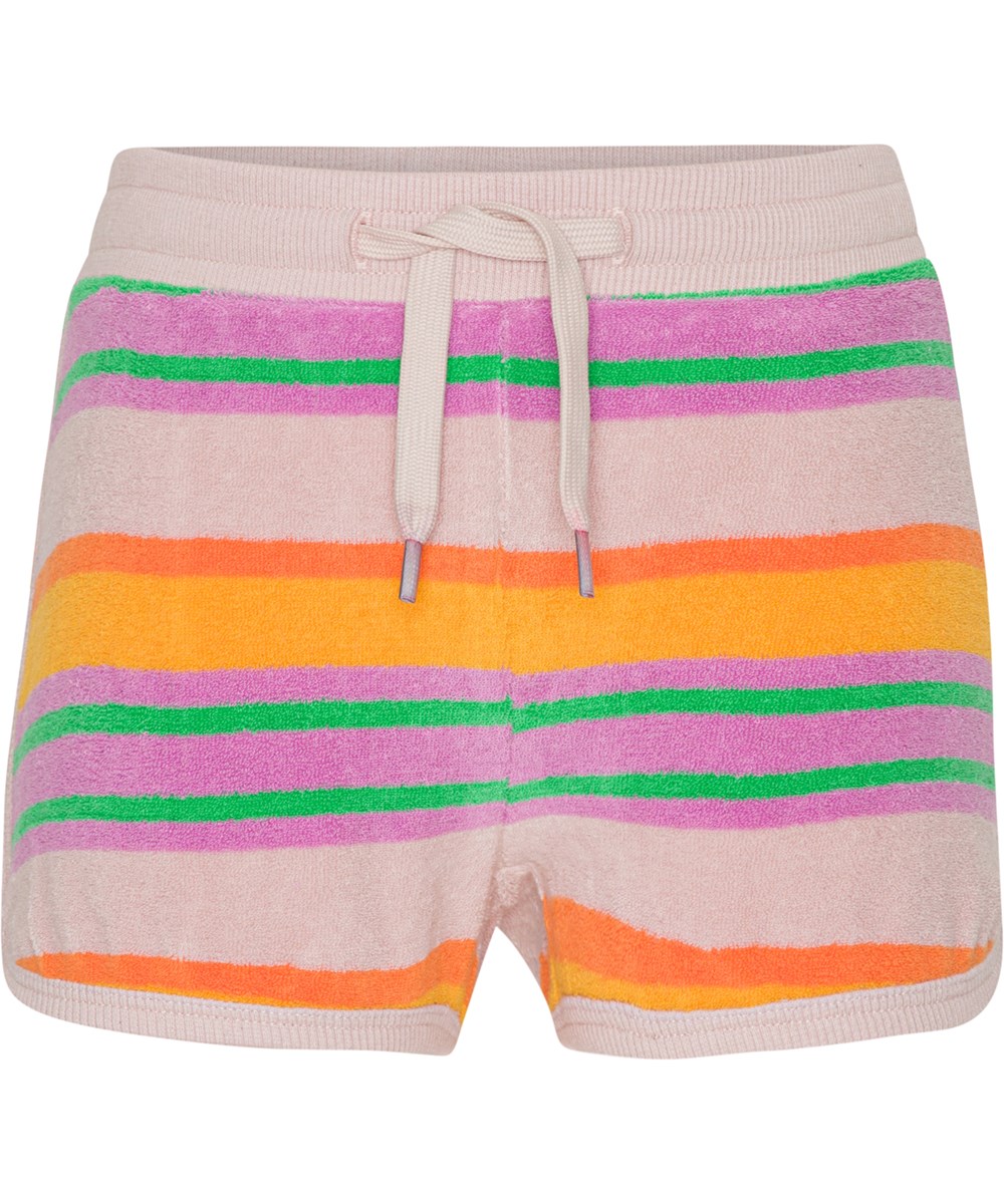 Aliya - Happy Stripe - Roze gestreepte badstoffen short