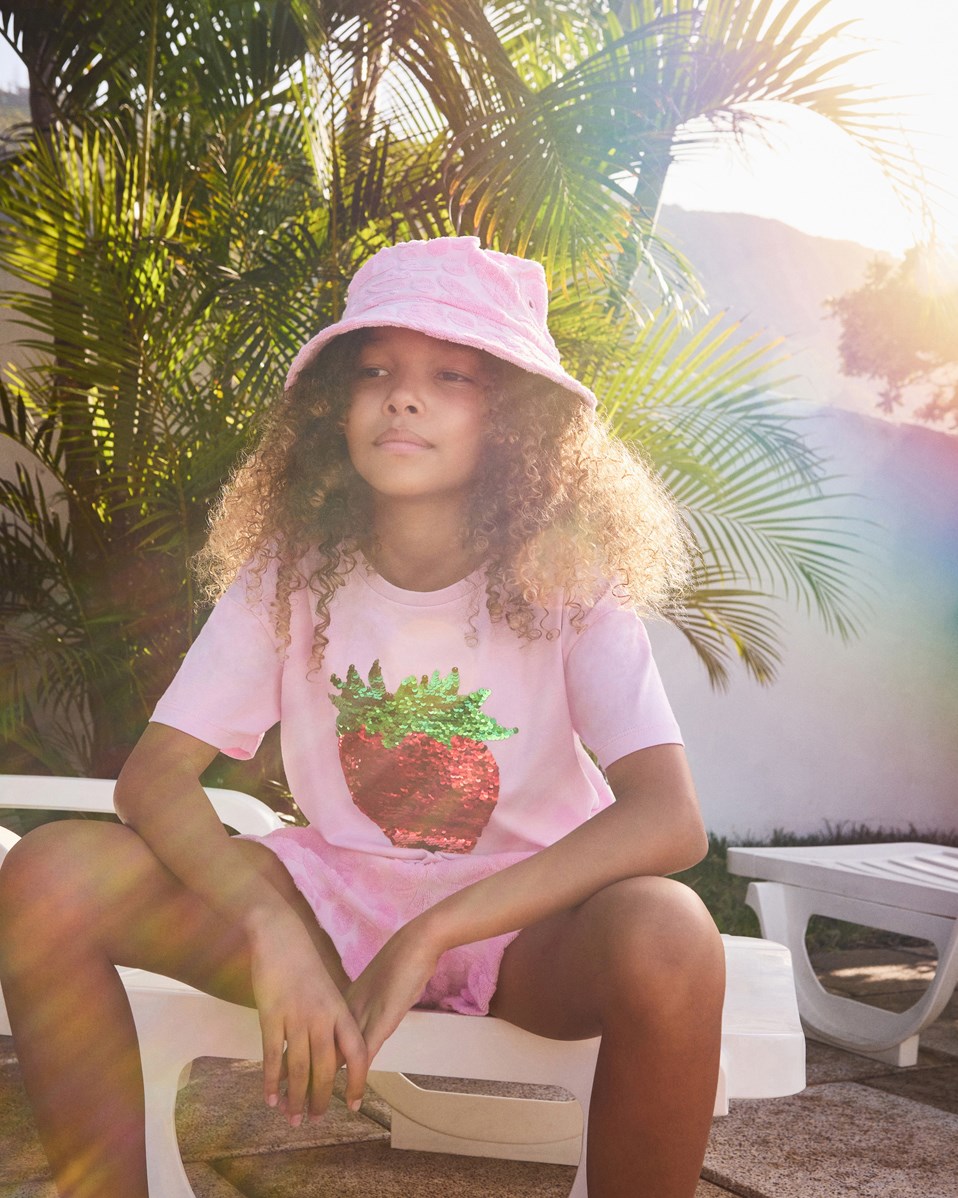 Angel - Fruity Towelling - Sportieve badstof kindershort met een patroon van exotisch fruit in een zachte katoenmix.