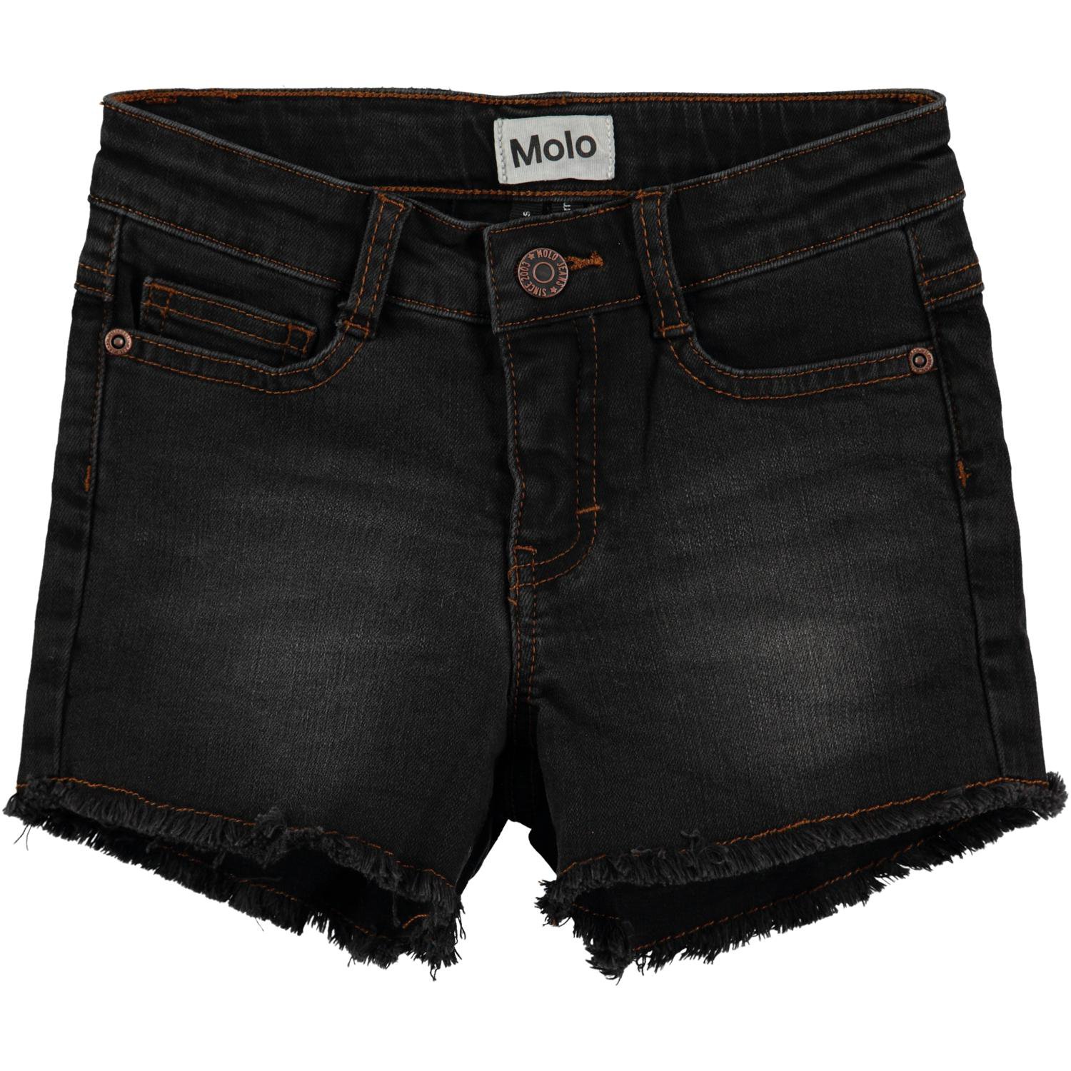 Ayla - Washed Black - Zwarte korte spijkerbroek in een gewassen look - Molo