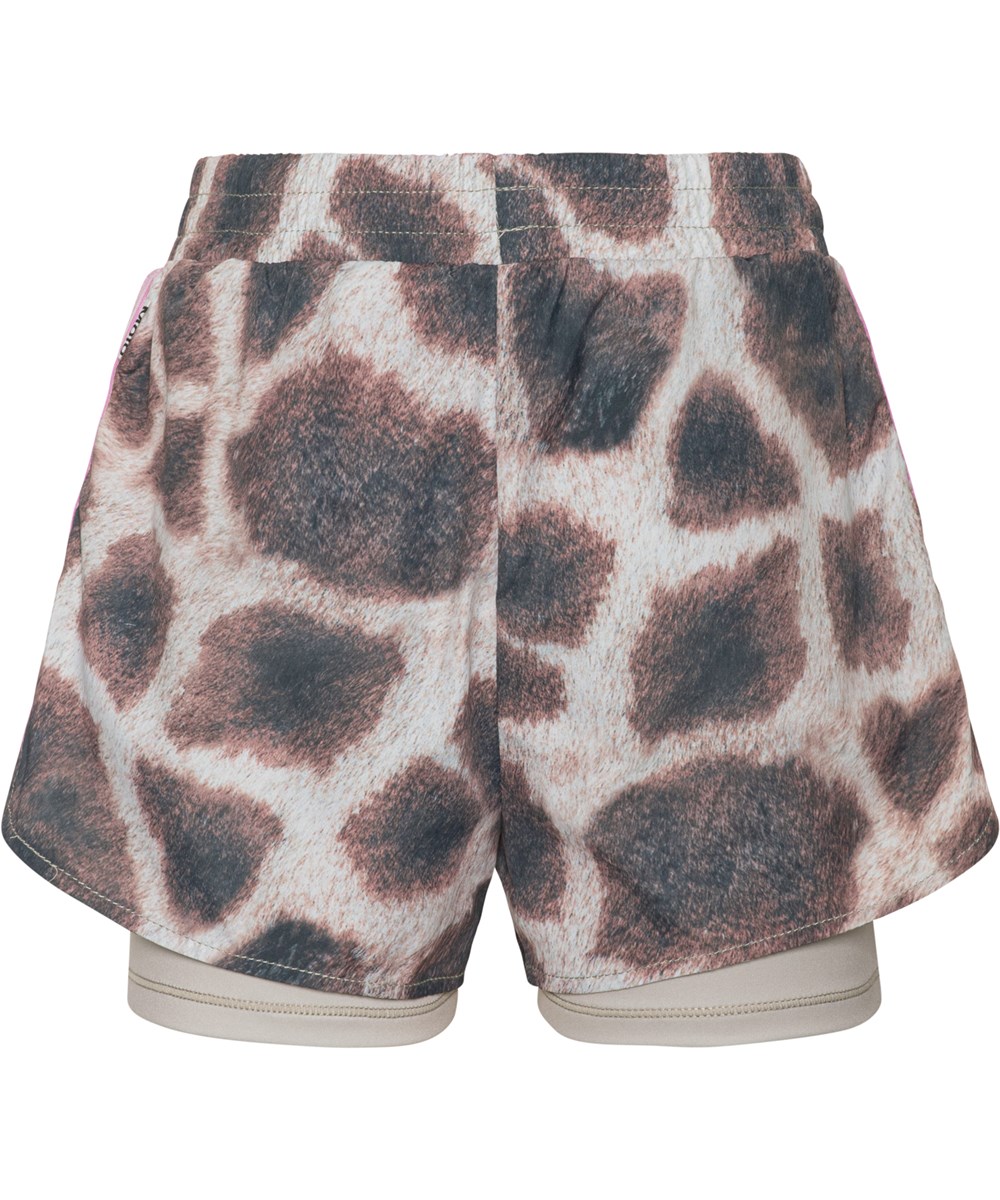Omari - Giraffe - Sport shorts in two layers with giraffe print