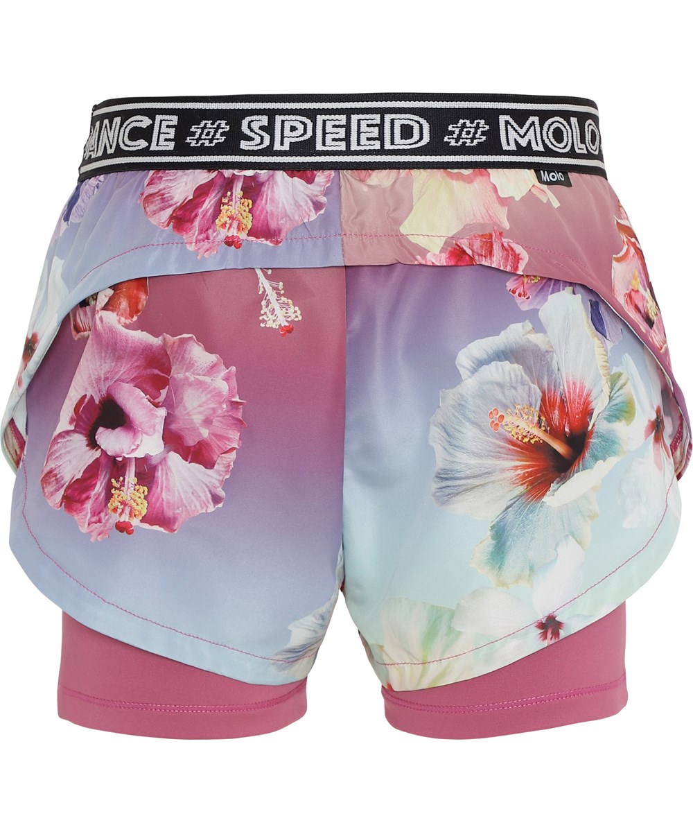 Omari - Hibiscus Rainbow - Sportbroek met bloemenprint