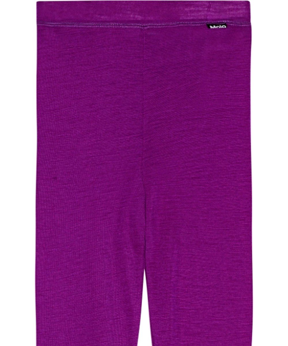 Nadine Wool - Warm Purple - Paarse merinowollen legging in een aansluitende pasvorm met een elastische tailleband.