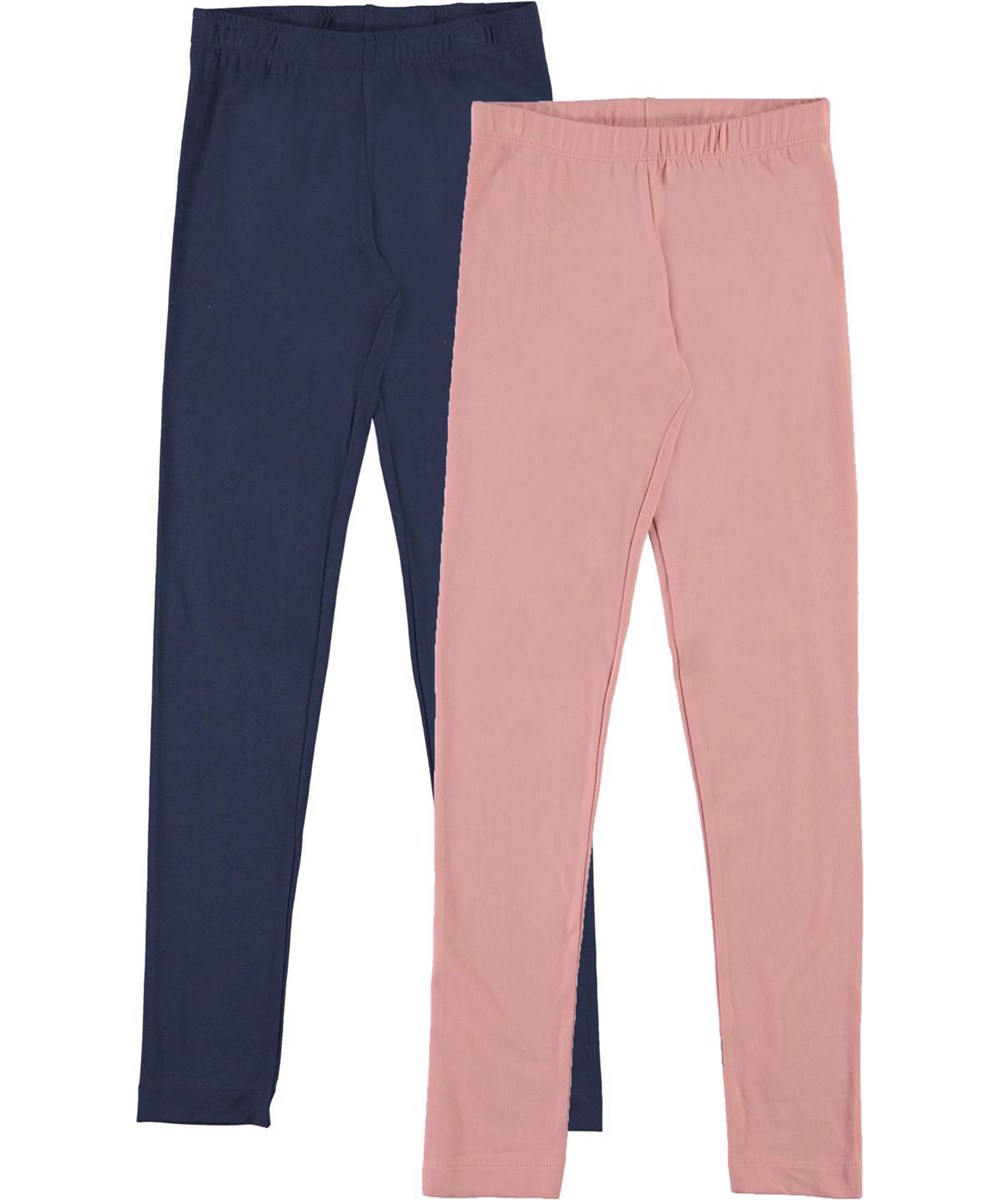 Nica 2-Pack - Peacoat Rose - Biologische 2-pak legging in blauw en roze