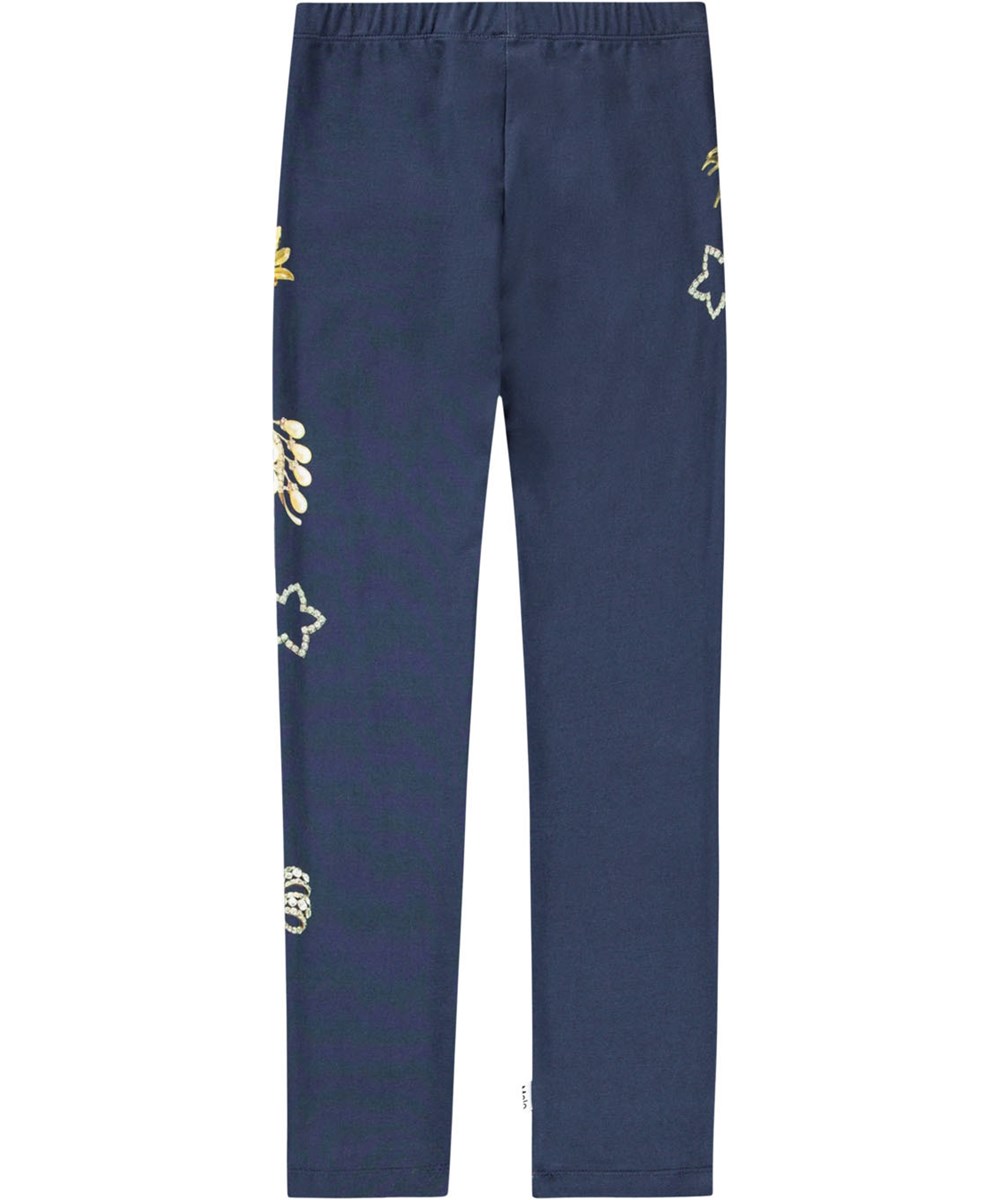 Niki - Jewellery Drape - Donkerblauwe kinderlegging gemaakt van biologisch katoen met een juweelprint.