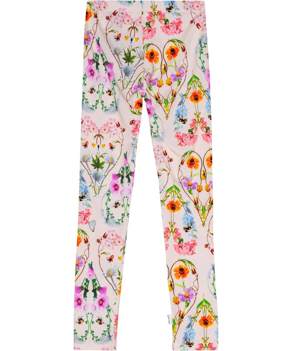 Niki - Seashell Love - Gebroken witte legging van biologische katoen met bloemenprint