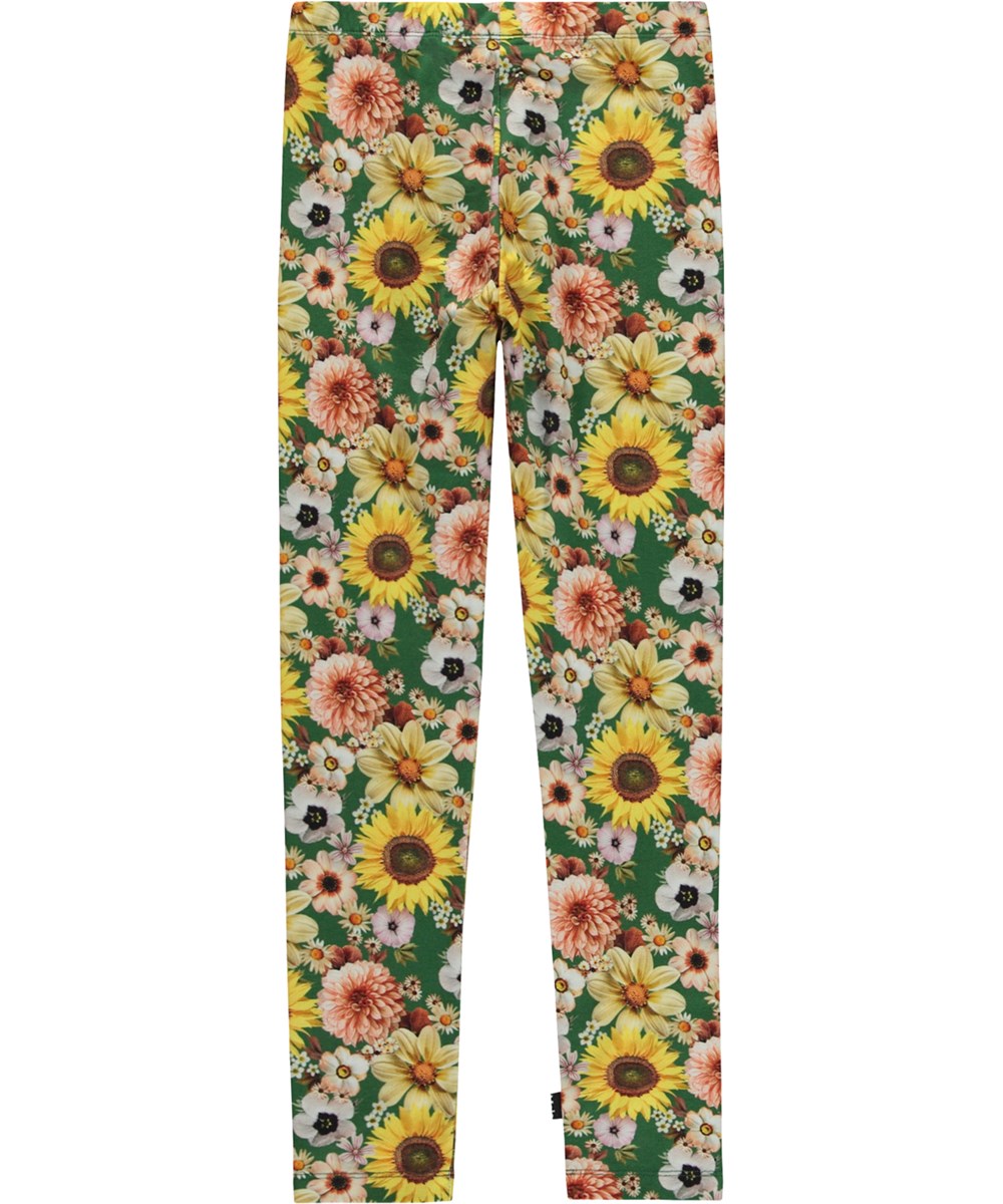 Niki - Vintage Floral - Groene legging met bloemenprint