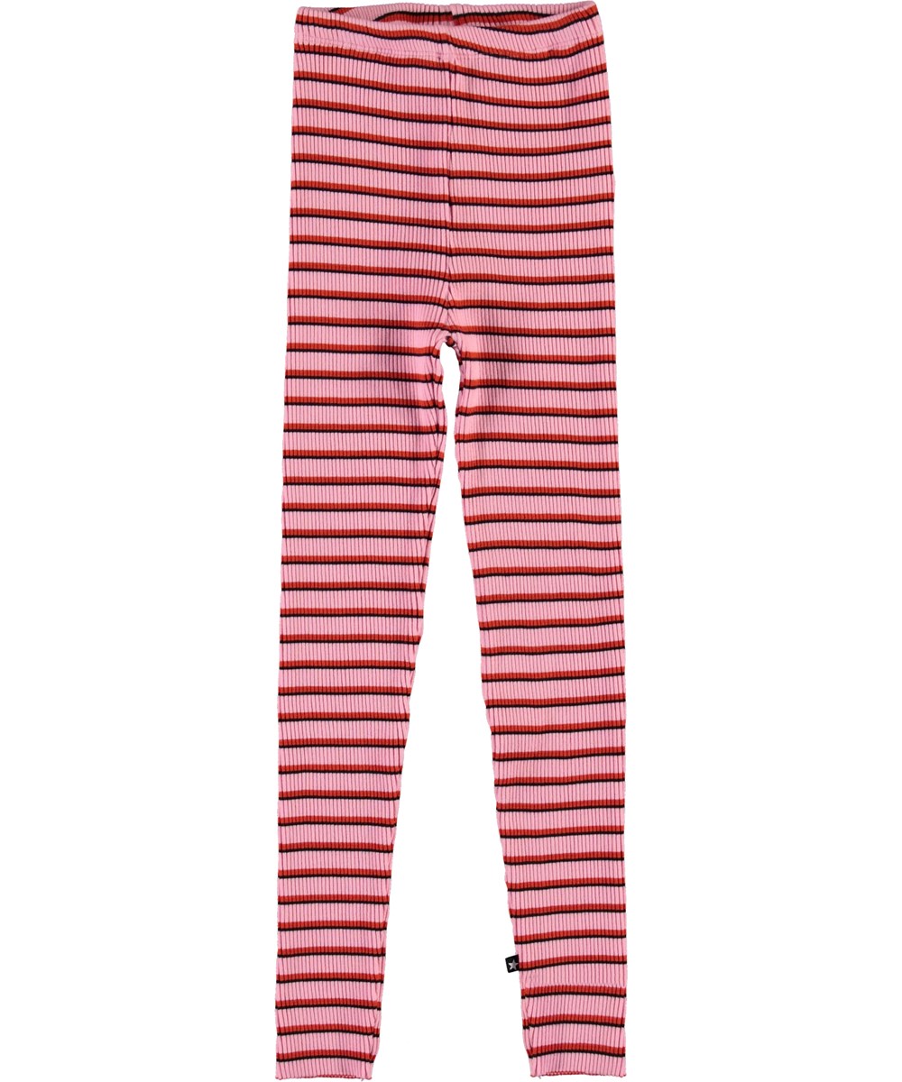 Nikita - Pink Red Stripe - Gestreepte rib legging