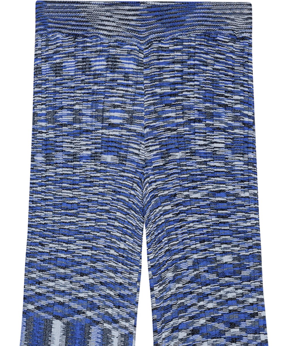 Nikole - Blue Mouliné - Aansluitende broek met mouliné effect en uitlopend ontwerp.