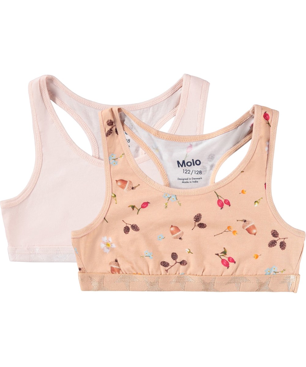 Jade 2-Pack - Forest Rose - Duppak van topjes voor kinderen gemaakt van zacht biologisch katoen met een racerback en een brede elastische band met sterren die zorgen voor een goede pasvorm en hoog comfort.