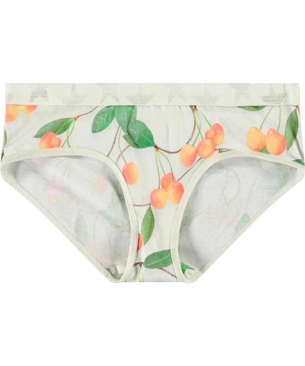 Jana 2-Pack - Cherries White - Duopak kinderslipjes van zacht biologisch katoen.