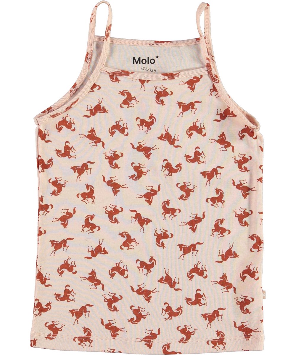 Janice - Mini Horse Jersey - Roze biologische hemd met paardenprint