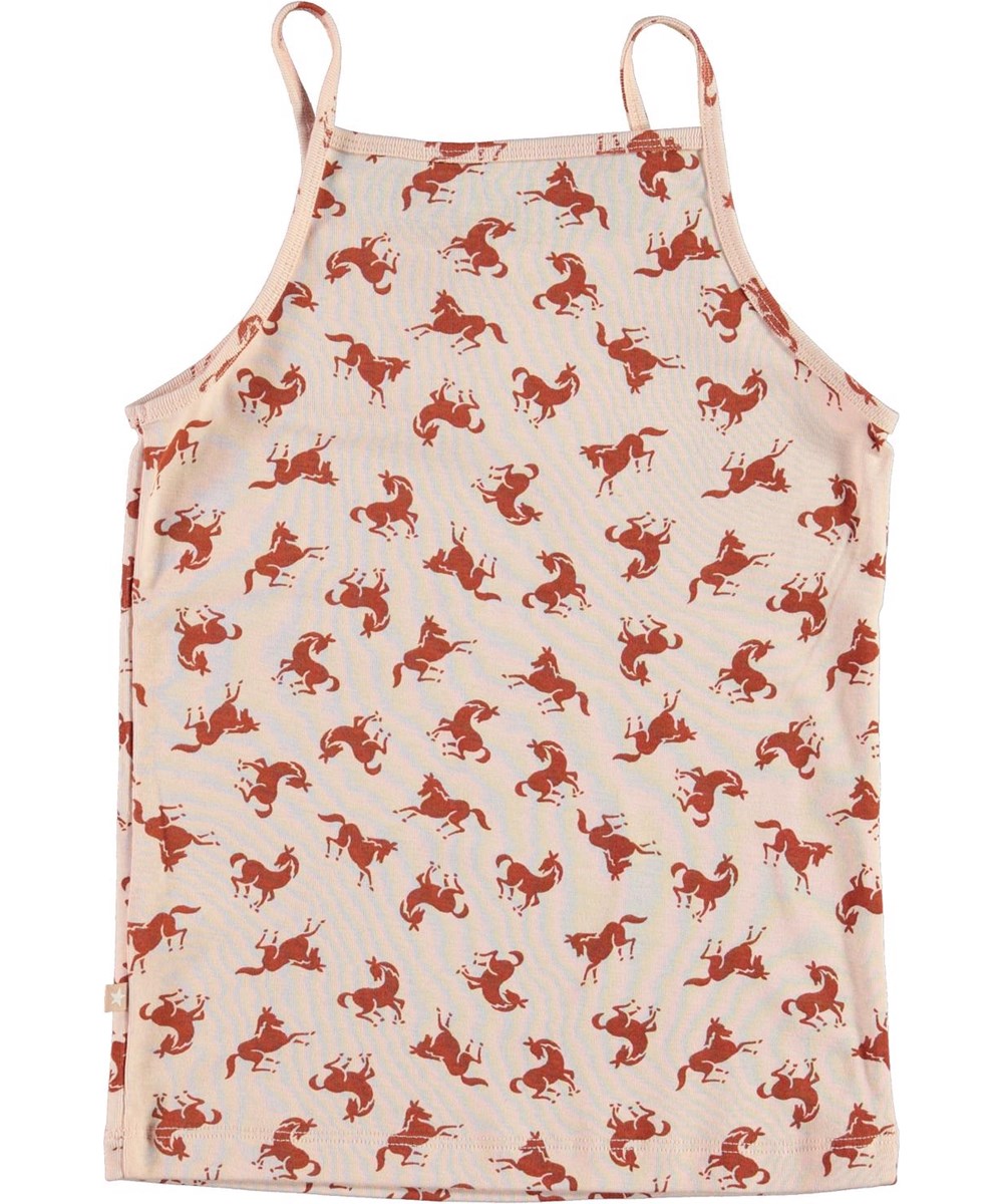 Janice - Mini Horse Jersey - Roze biologische hemd met paardenprint