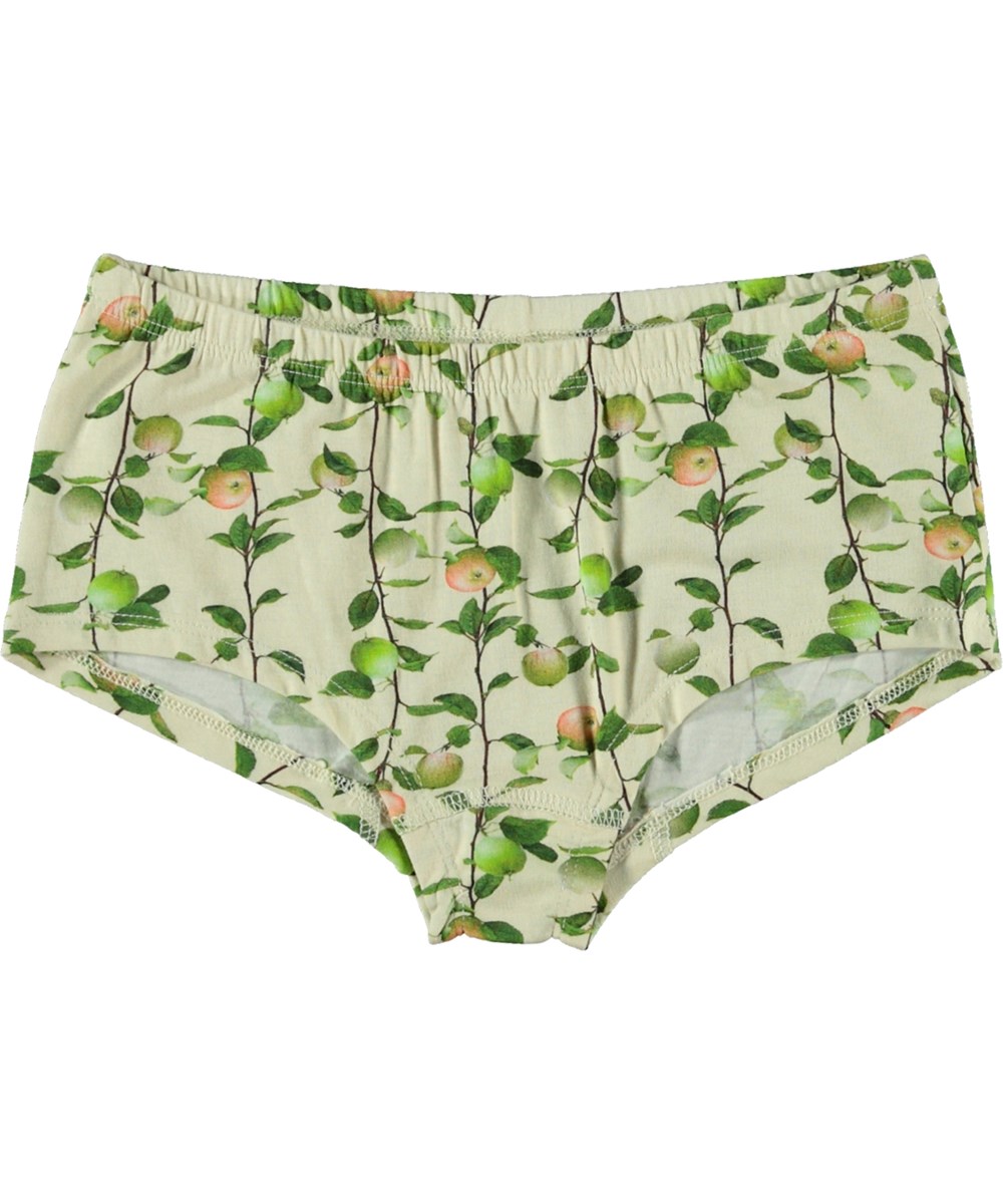 Jemma 2-Pack - Appel Pearled - Duo pak onderbroekjes in een wijde pasvorm in crème en appelprint