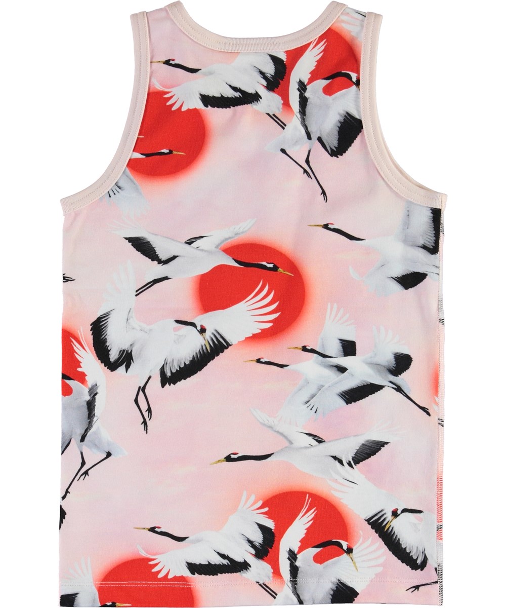 Joshlyn - Sunrise Cranes - Roze biologische hemd met vogels