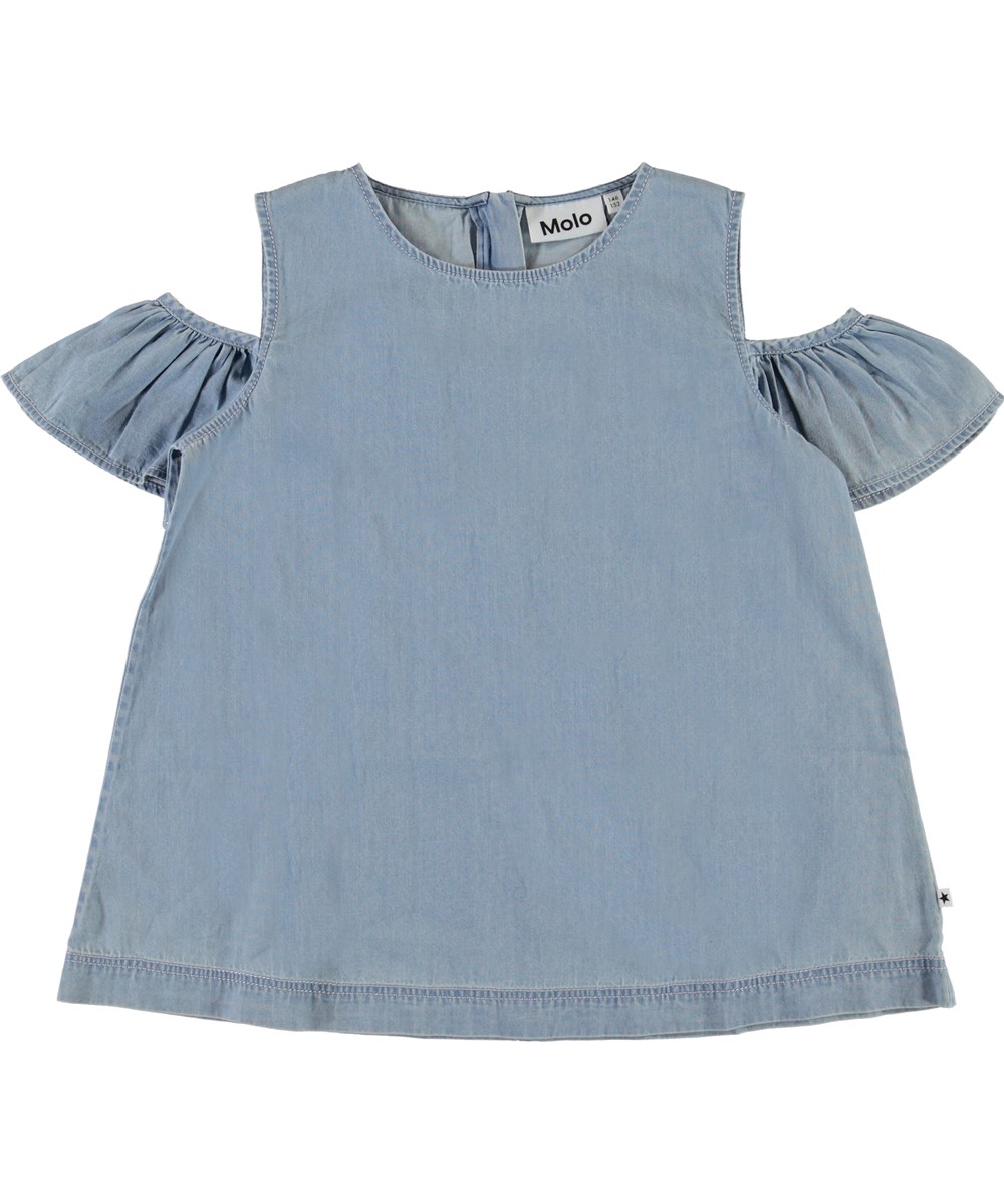 Refas - Summer Wash Indigo - Spijkertop met open schouders