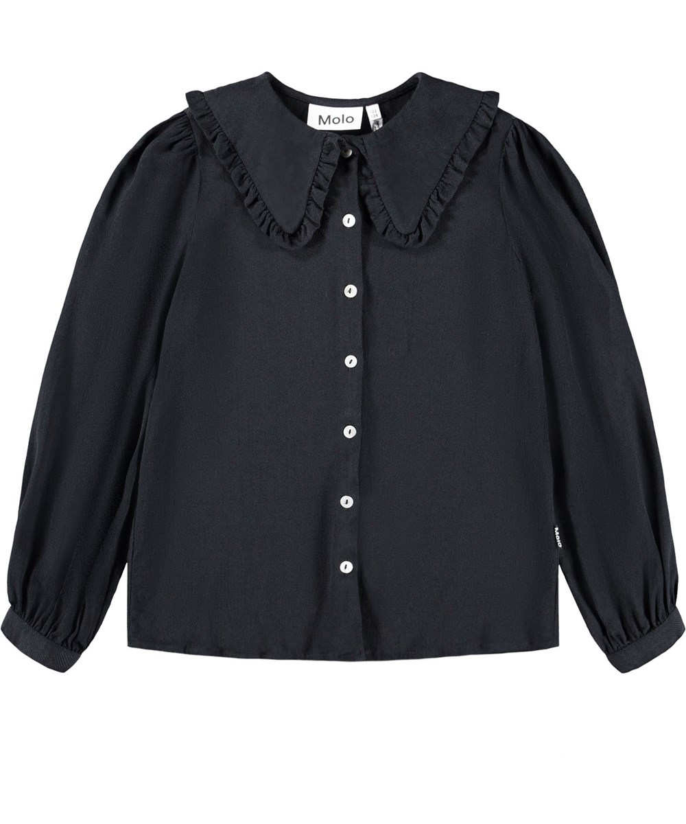 Robbin - Black - Zwarte viscose kinderblouse.