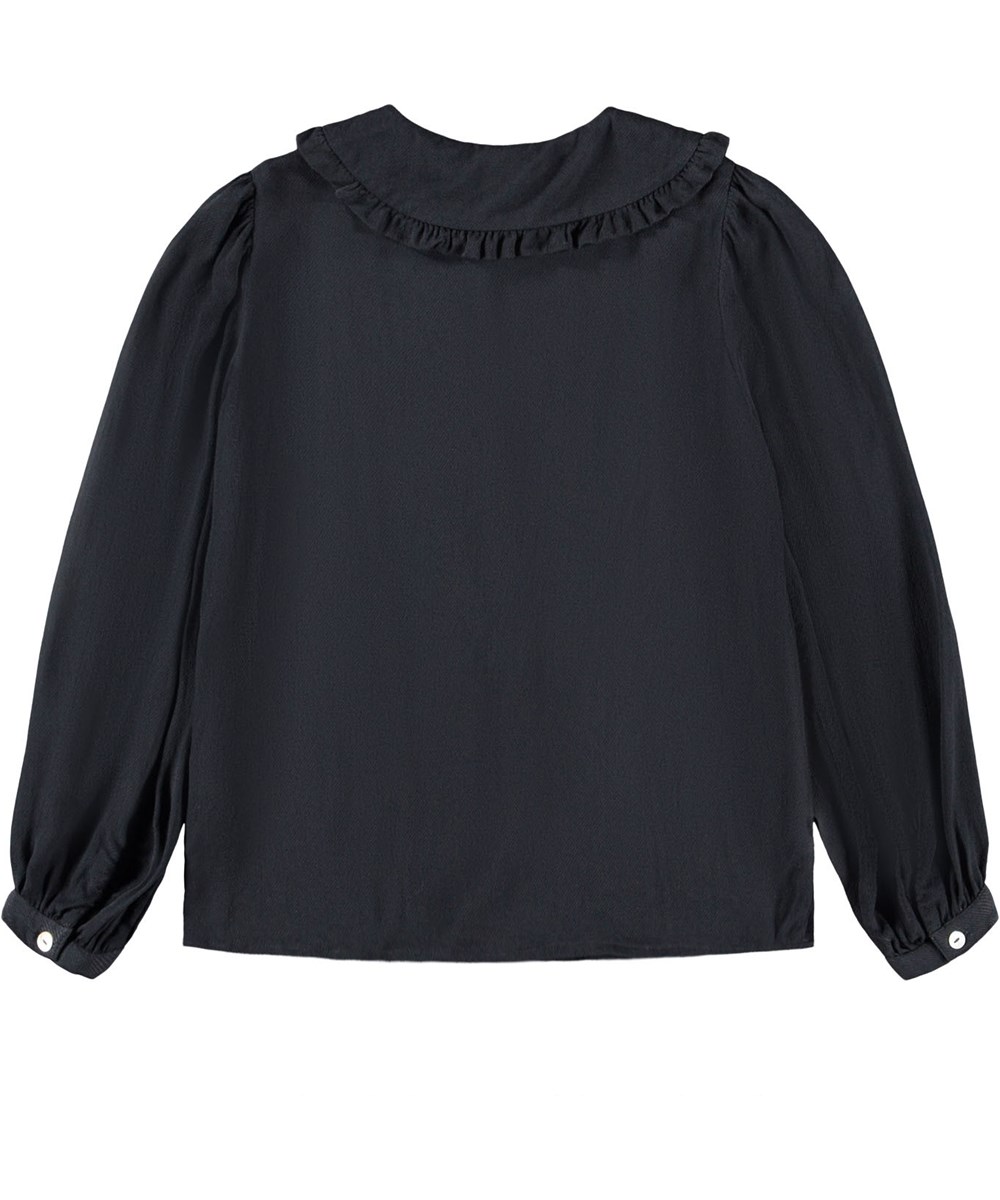 Robbin - Black - Zwarte viscose kinderblouse.