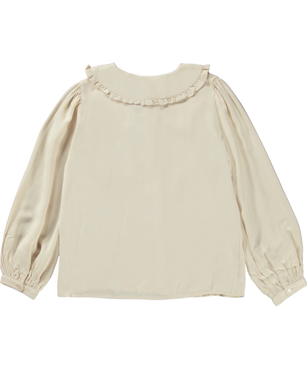 Robbin - Pearled Ivory - Gebroken witte blouse met Peter Pan kraag