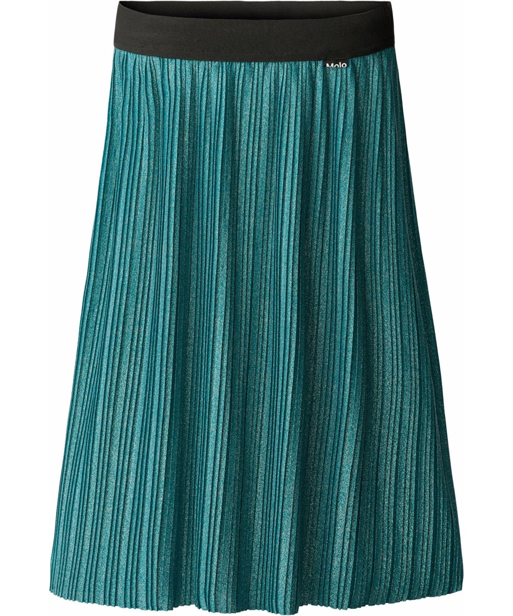 Bailini - Cosmic Green - Geplooide kinderrok in groene glitter.